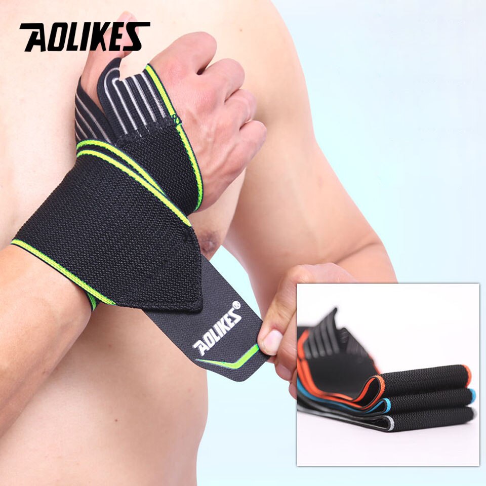 1 stk håndledsstøtte elastisk sport bandage gym armbånd fitness styrkeløft vægtløftning træning sikkerhed åndbar beskyttelse: Grøn
