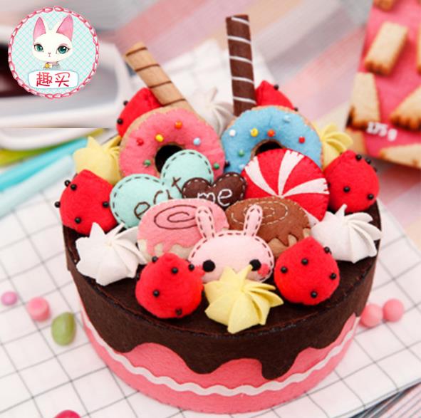 Filzen kit filz diy handwerk Handgemachte bunte kuchen Lagerung Fall Für Kinder Geburtstag Speziellen Fühlte DIY Paket: Schokolade
