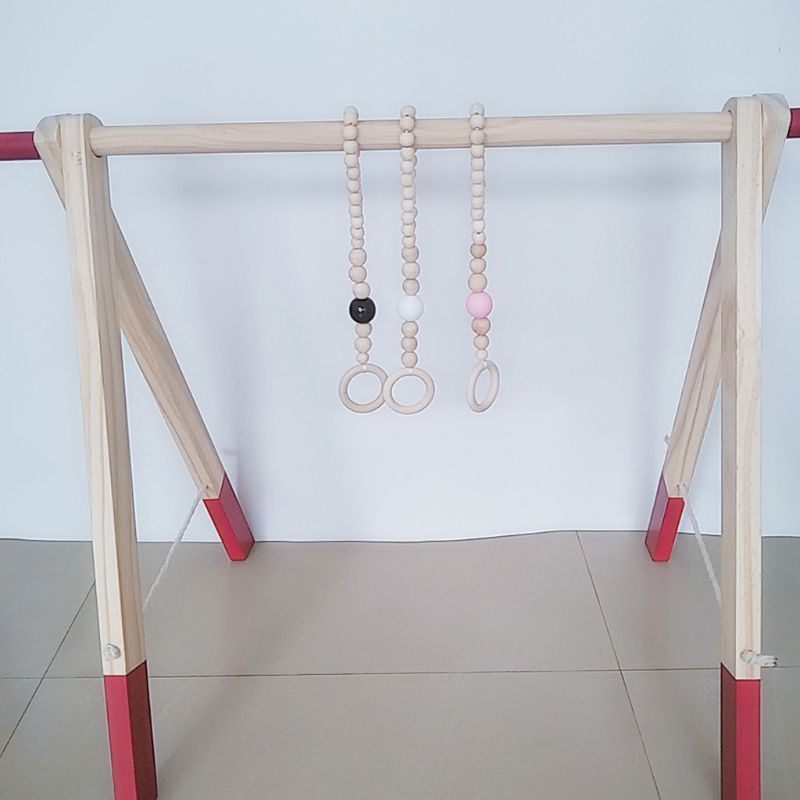 OOTDTY 1Set Nordic Cartoon Baby Wooden Gym Fitness Frame Rack Hanging Pendant Toys Kit Toddler Infant Room Decorations