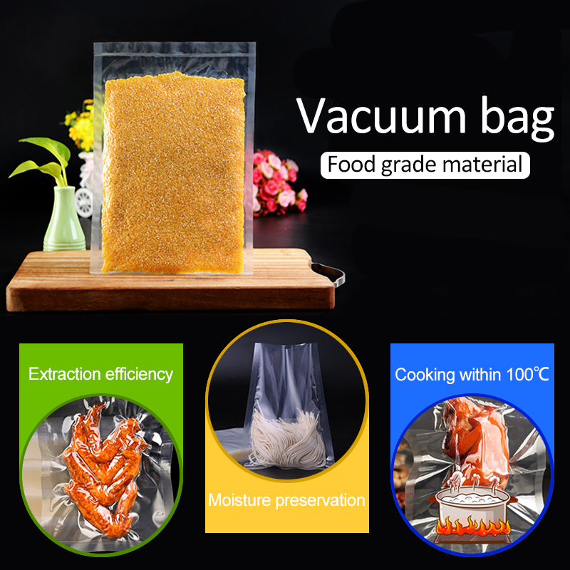 100 Stuks Vacuüm Zakken Food Vacuum Sealer Voedsel Verse Lang Houden Verpakking Zakken Verpakking Rolls Vacuüm Aseptische Opslag Afdichting Zakken