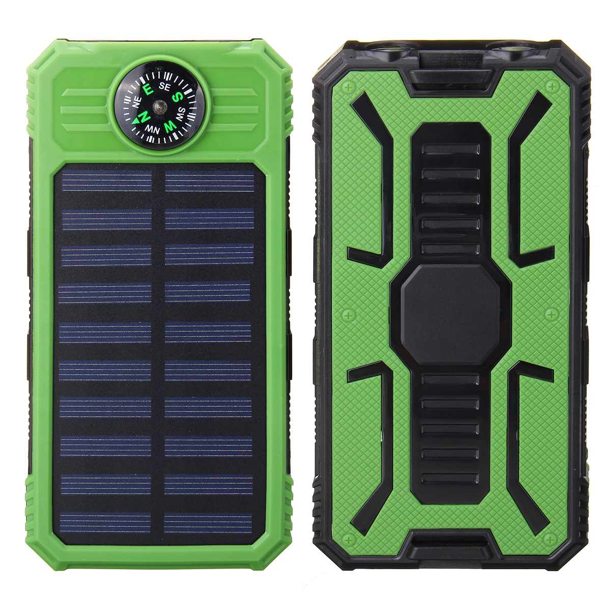 30000 Mah Solar Power Bank Waterdicht Solar Charger 2 Usb-poorten Travel Externe Lader Powerbank Met Kompassen Led Licht: Groen