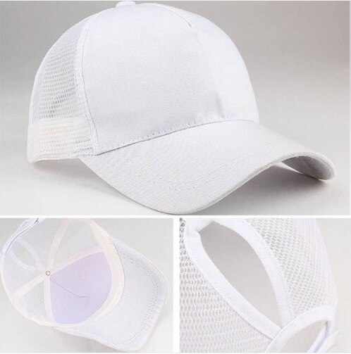 Baseballkeps herr casquette femme herrmössa hästsvans baseballkeps sommarmössa dam sol sport meshhatt snapback hiphophatt: Vit