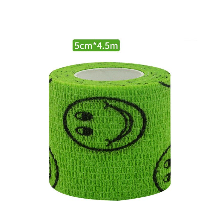 18 Kleuren Kleurrijke Atletische Wrap Tape Zelfklevende Elastische Bandage Hansaplast Sport Protector Knie Vinger Enkel Palm Schouder: Green smiley