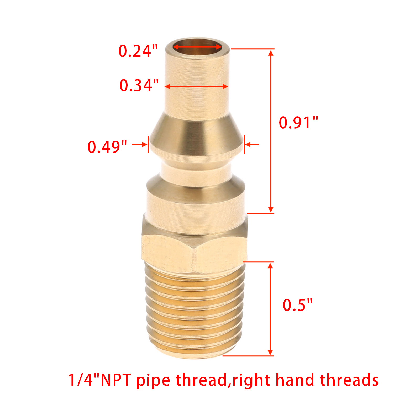 1/4inch Propane Brass Quick Connect Fitting Adapter Male Plug NPT For BBQ And Low Pressure Propane Gas Systems