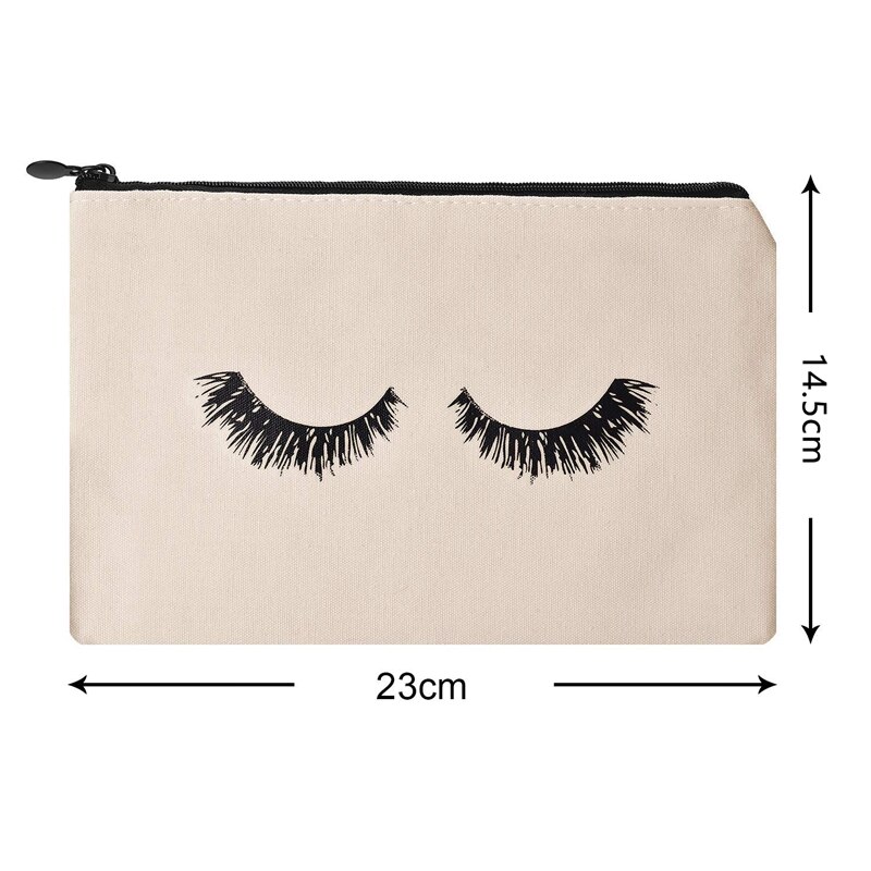 Wimper Make-Up Tas Canvas Make-Up Tas Reizen Make-Up Tas Met Rits Wimper Make-Up Tas, geschikt Voor Dames En Meisjes 3Pc