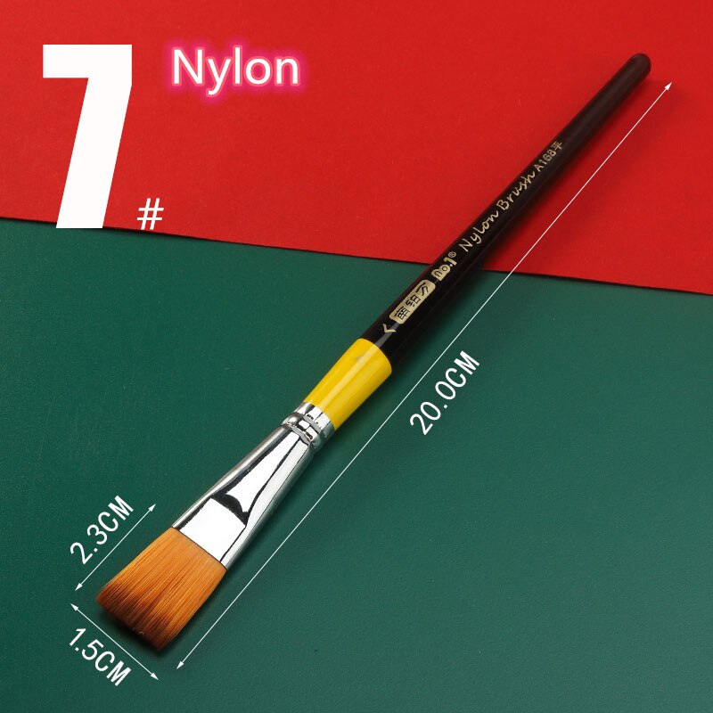 Nylon Paint Brush Used To Wood Makeup Safety Acrylic Watercolor Oil Painting for Artist Drawing Art Supplies No.1 A168 1Pcs: 7 Nylon Flat Head