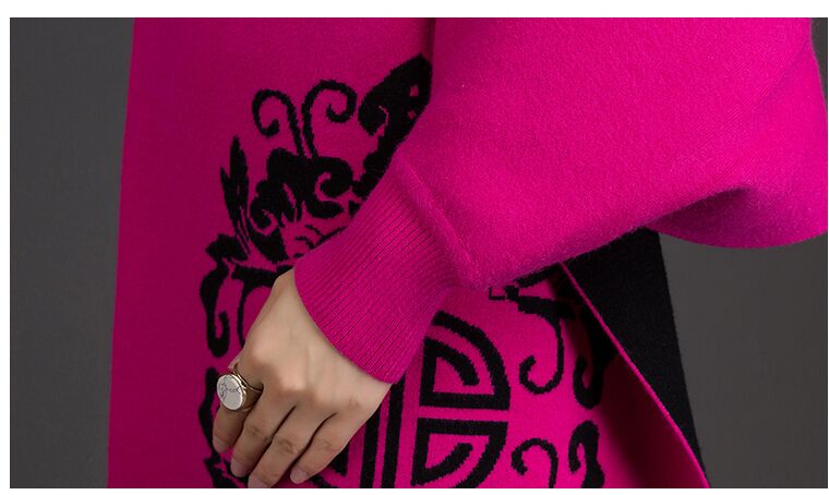 de para mujer Otoño Invierno Warmv patrón de flores Slit mezcla de lana a cuadros manta capa de Poncho abrigo chales con borlas bufanda