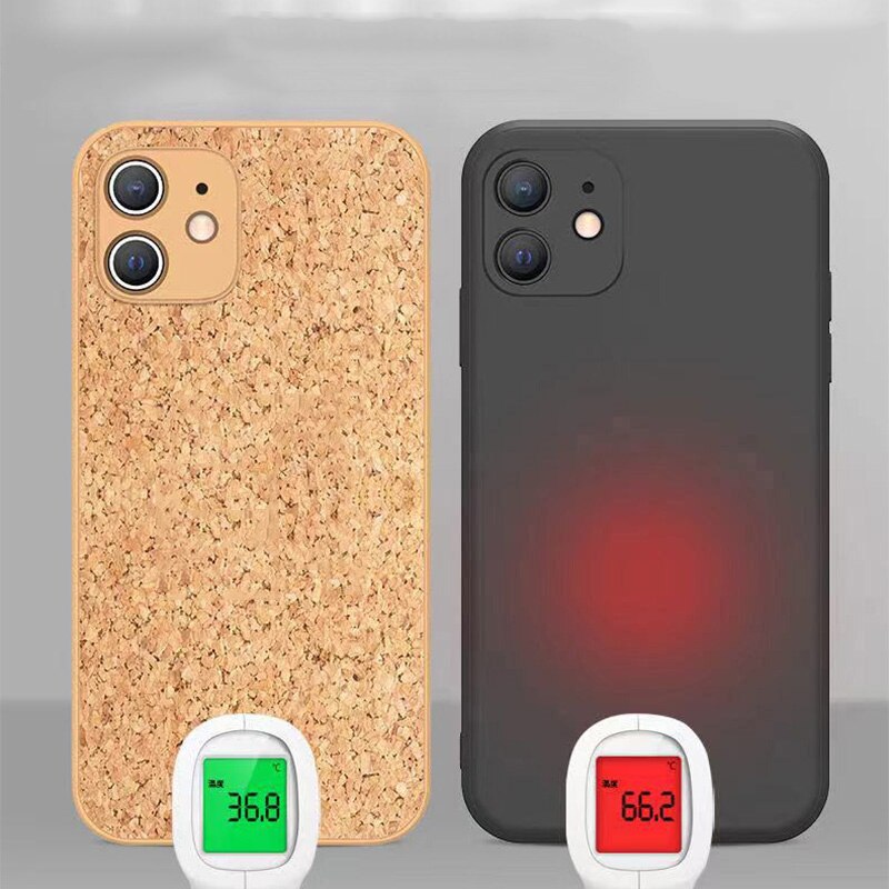 Voor Iphone 13 Pro Max Kurk Hout Ademend Telefoon Case Voor Iphone 12 11 Pro Xs Max Mini Xr X 6 6S 7 8 Plus Se Soft Silicone Cover