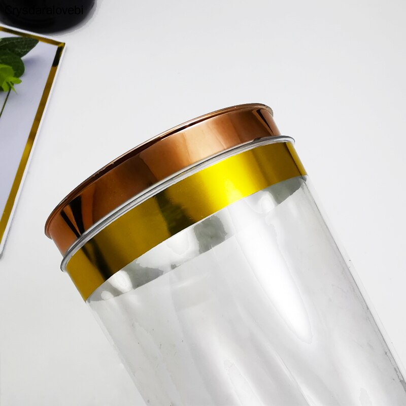 Vasos de plástico dorado 100 UDS-vasos desechables de plástico con borde Premium Gold para bodas elegantes, celebraciones bonitas