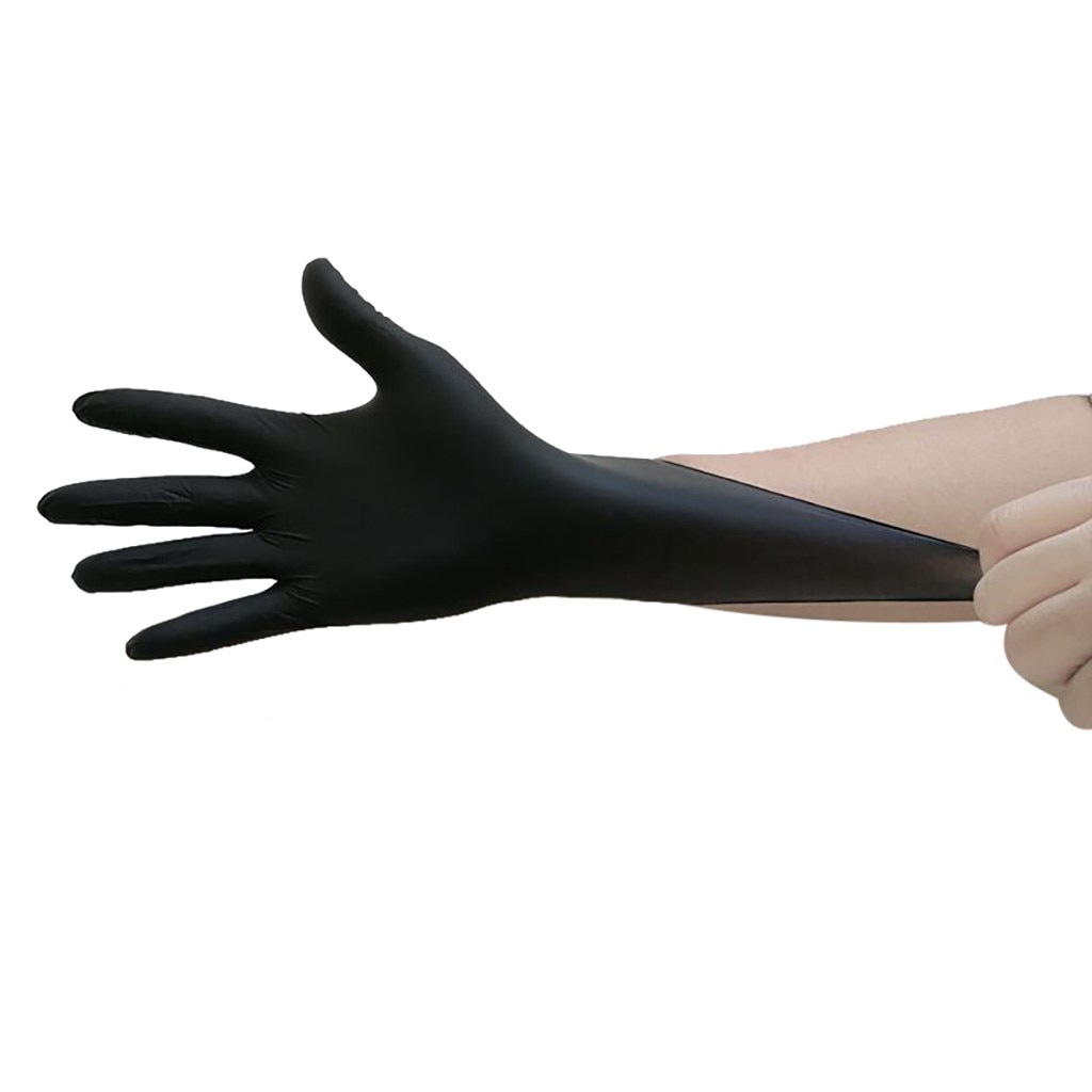 Gants de travail jetables noirs en Latex Nitrile, 100 pièces, Guantes étanches de alimentaire, gants de sécurité S/m/l