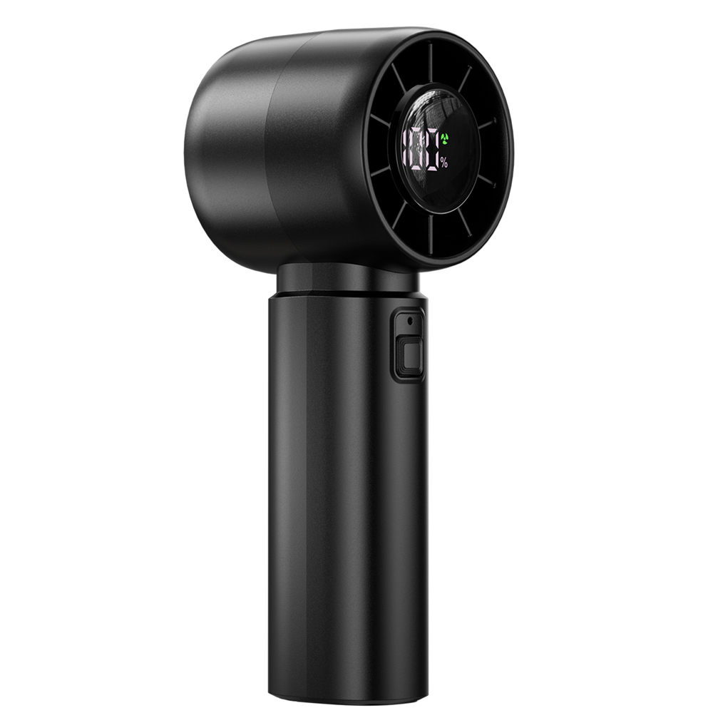 Mini ventilador de mano coldSky, ventilador recargable portátil con batería de 4000mAh con pantalla LED, ventilador Turbo de 5 velocidades para viajes en la playa y vacaciones: Negro
