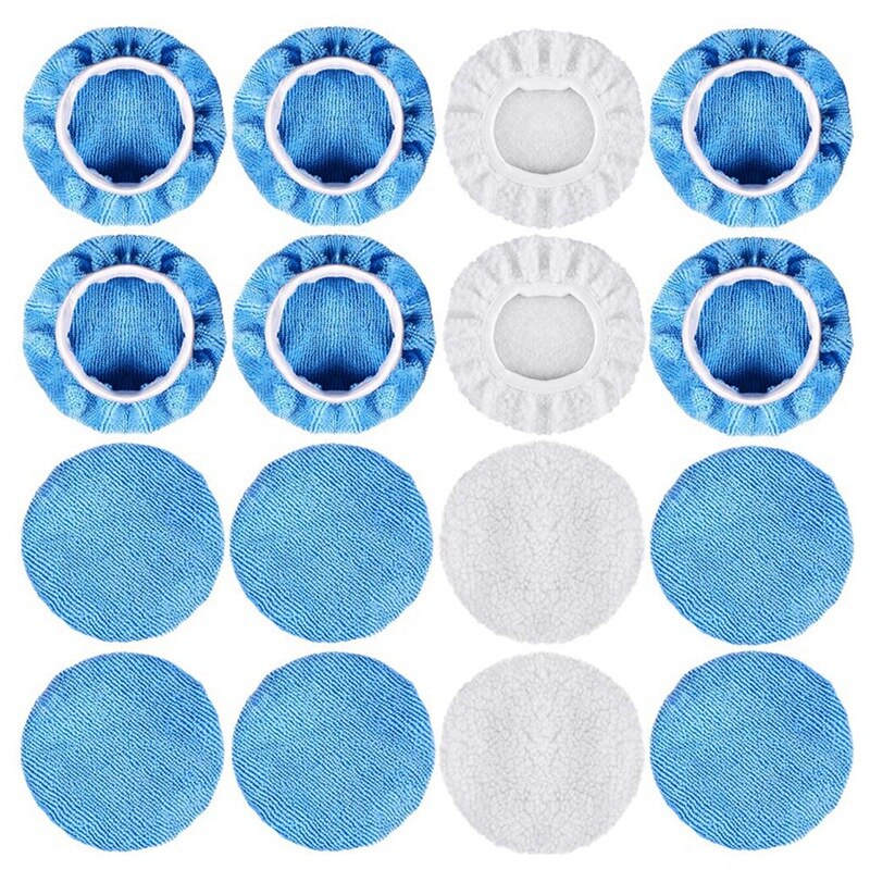 Ensemble de bonnets de polissage de voiture, lot de 16, 5 à 6 pouces, dont 12, Bonnet de polissage en microfibre et 4 paquets