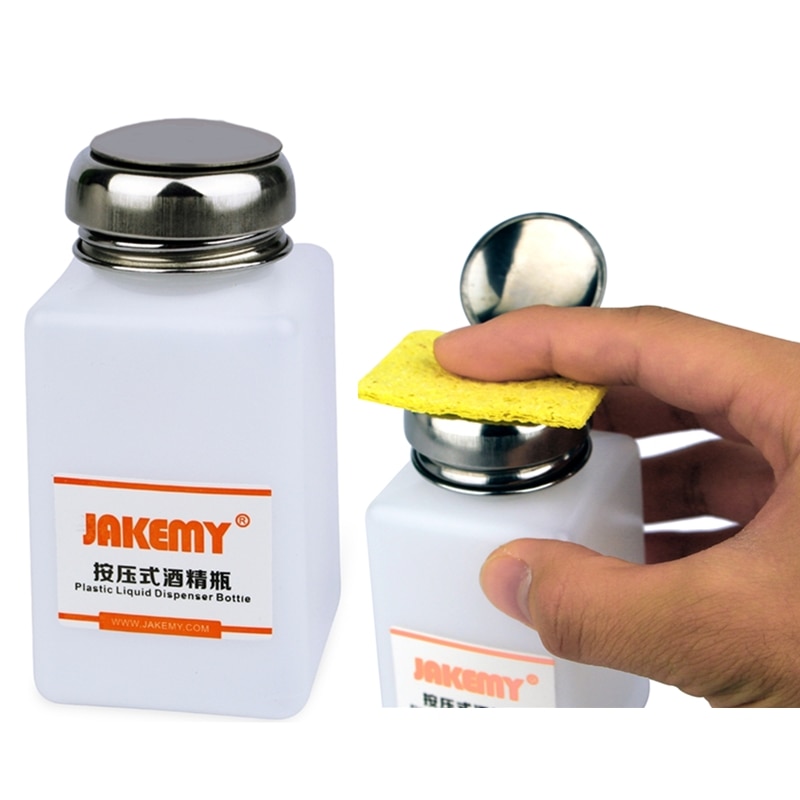 Jakemy Alcohol Fles 120/180Ml Met Rvs Fles Cap Voor Mobiele Telefoon Reparatie Schoon Anti Statische Vloeibare plastic