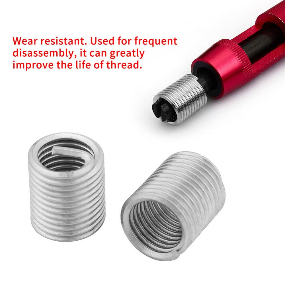 60pcs Easy Install Spiral Wire Screw Sleeve Thread Insert Set Stainless Steel Fastening Sheath High Strength Useful Repair Tool