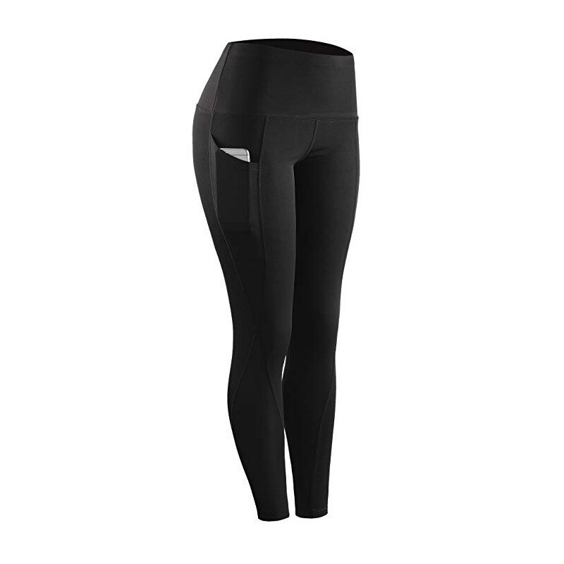 High Waisted Side Pocket Leggings Sport Fitness Yoga Pants Women: Black / S