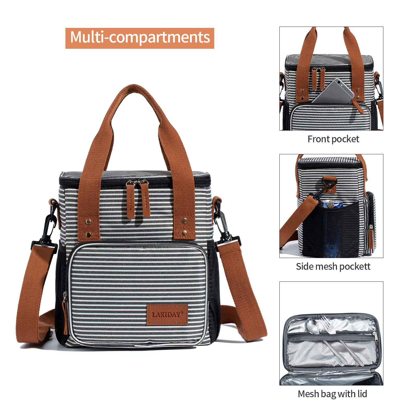 Large Tote Insulated Lunch Bag for Women Men Reusable Picnic Cooler Bags with Adjustable Shoulder Strap
