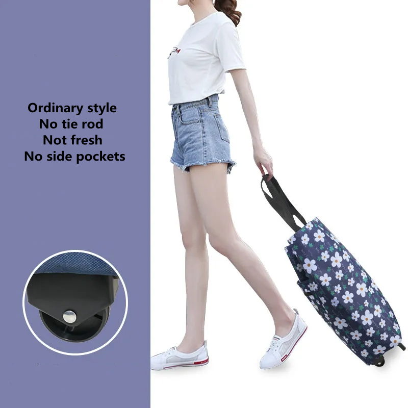 Kleine Pull Winkelwagen Carrying Boodschappentas Outdoor Camping Opvouwbare Trolley Thuis Winkelen Trailer De Markt: Ordinary flower