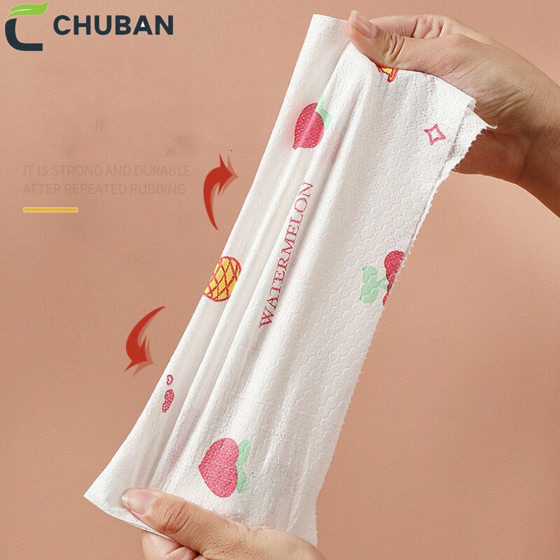 CHUBAN Convenient 50pcs/roll Clean Paper Kitchen Dishcloth Oil Absorbent Paper Towel Wet Dry Dual Purpose Dish Towe Lazy Rag A23