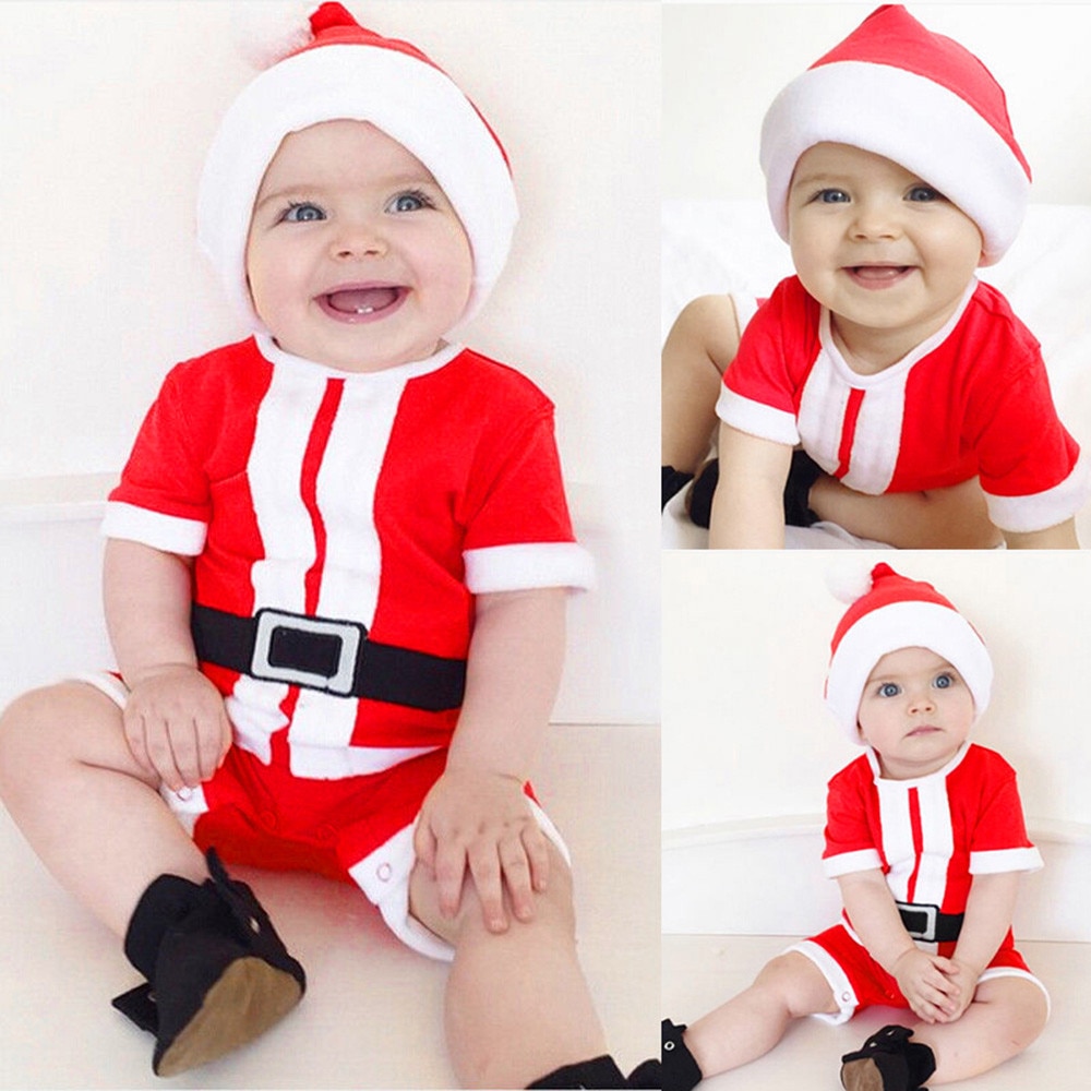 Pasgeboren Baby Meisje Jongen Kerst Kostuum Kerstman Hoed Romper Kleding Outfits Kerst Outfit Kleding