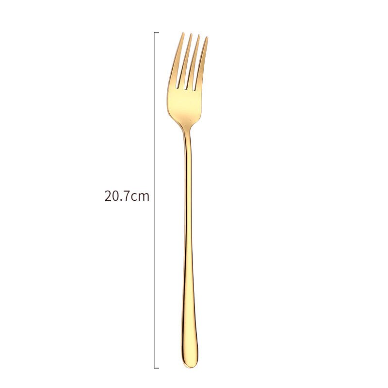Vacclo 304 Stainless Steel Dinner Fork Tableware Gold-Plated Magic Fork Colourful Dessert Fork With Long Handle Drinking Tools