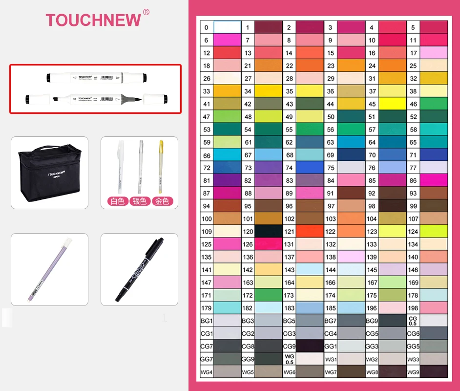 TOUCHNEW Marker 12/30/60/80/168 Colors Soft Brush Markers Pen Sketch Drawing Markers Set For Adults Comic Animation Art Supplies
