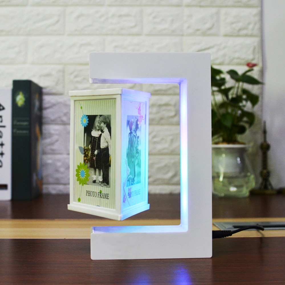 marco de fotos magnético de levitación strange blanco. Soporte de pantalla de levitación magnética. Suspensión adornos de Cumpleaños