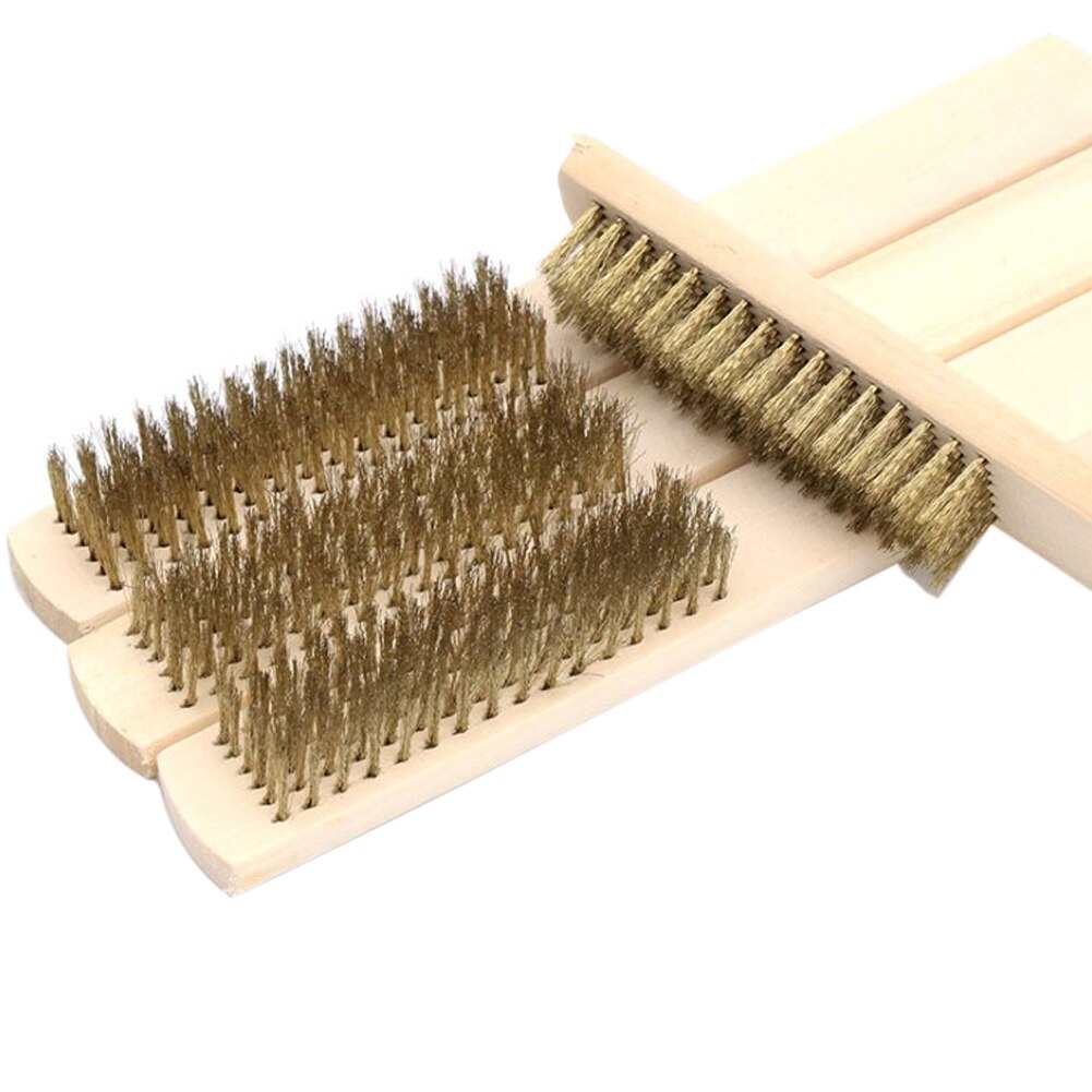 Rust Removal Long Durable Practical Polishing Grinding Multipurpose Cleaning Tools Wooden Handle Portable 6x16 Row Wire Brush