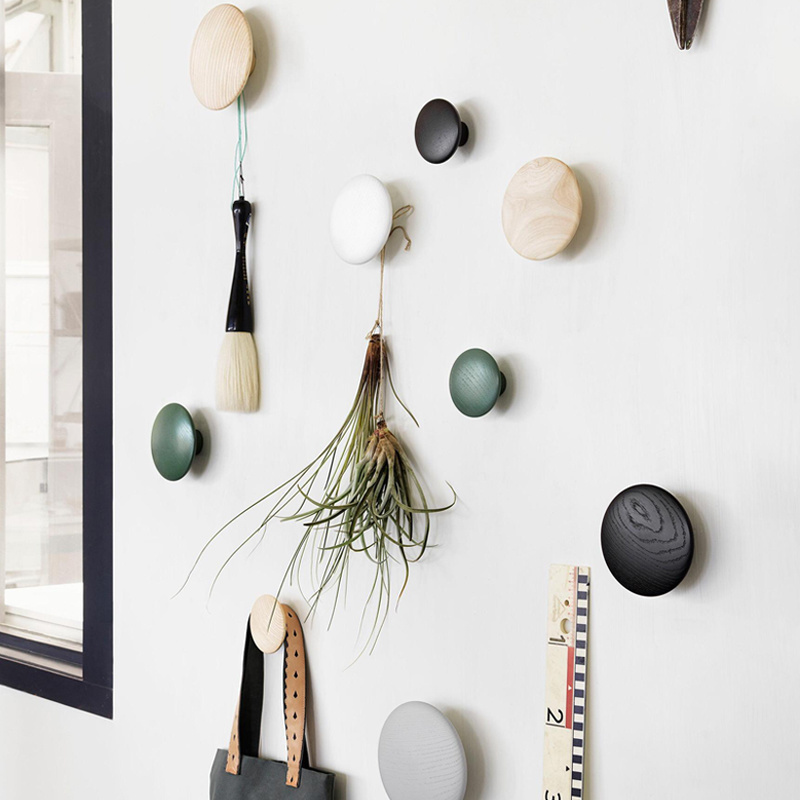 Juego de ganchos redondos de madera, Perchero de pared, organizador de almacenamiento, perchas de ropa, armario, cajón, manija, pared, dormitorio, decoración del hogar