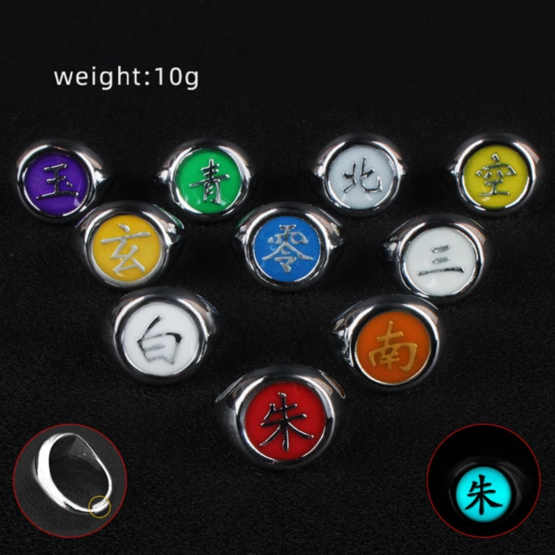 Anillo luminoso de Cosplay de Naruto de Anime japonés, anillo Akatsuki, accesorios de anillo para hombre, accesorios de decoración para dedo, Anillos Akatsuki Itachi