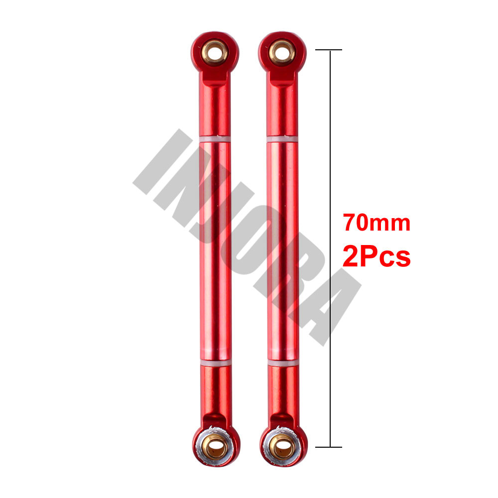 2PCS RC Car 70 80 90 100 110 120 130MM Red/Black Aluminum Alloy Link Rod for 1/10 RC Crawler Axial SCX10 D90 Upgrade Parts: 70MM Red