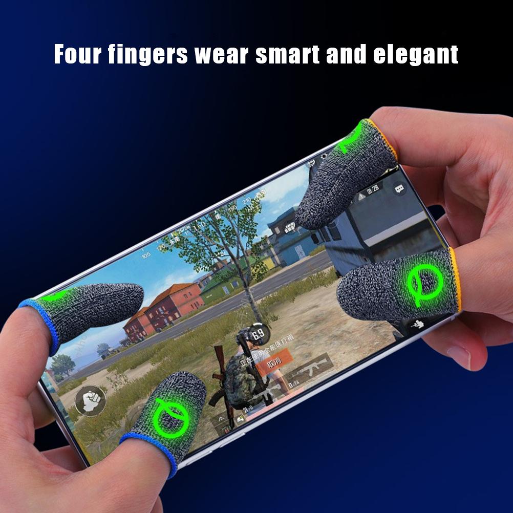 2Pcs Luminous Mobile Gaming Controller Finger Sleeves Mobile Game Gloves Touch Screen Finger Cots One Size