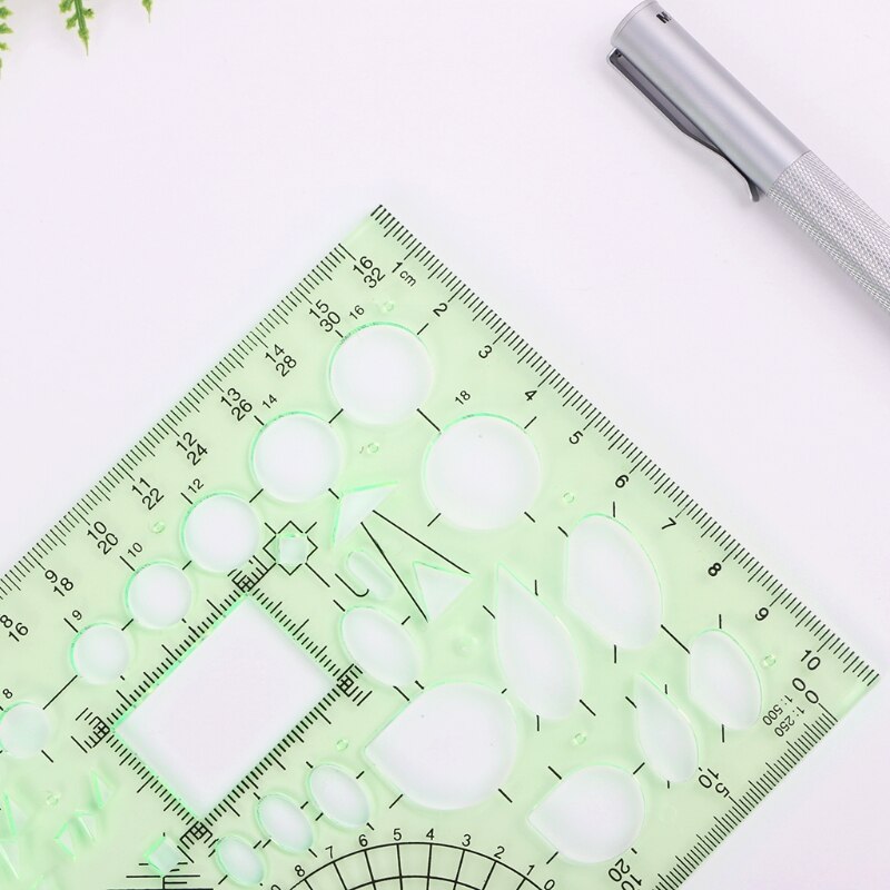Rectángulo de forma circular geométrica herramienta de dibujo plantilla regla estudiante papelería Q1JC