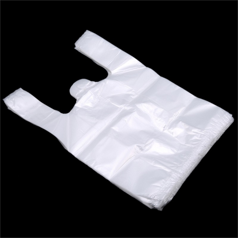 Sac de courses en plastique 100 pièces, sac de courses Transparent, sacs en plastique de supermarché avec poignée, emballage alimentaire