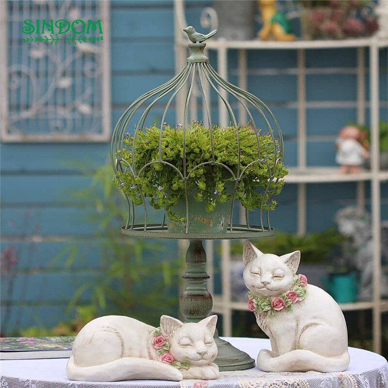 Wrought-iron Decorative Bird Cage Table Flower Stand for Balcony