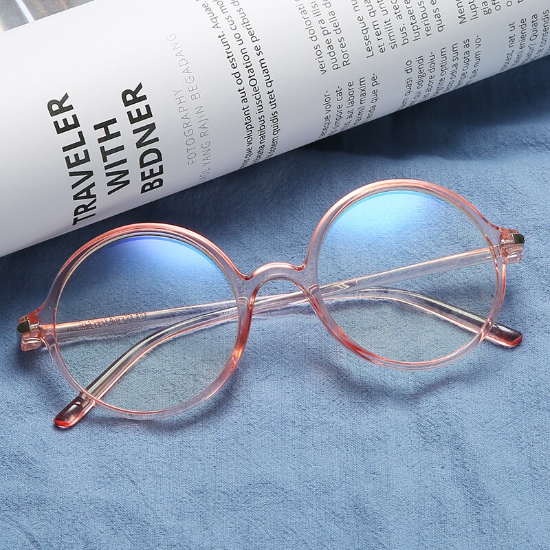 Montura de gafas antiluz azul para hombre y mujer, lentes transparentes redondas Vintage, gafas de protección óptica