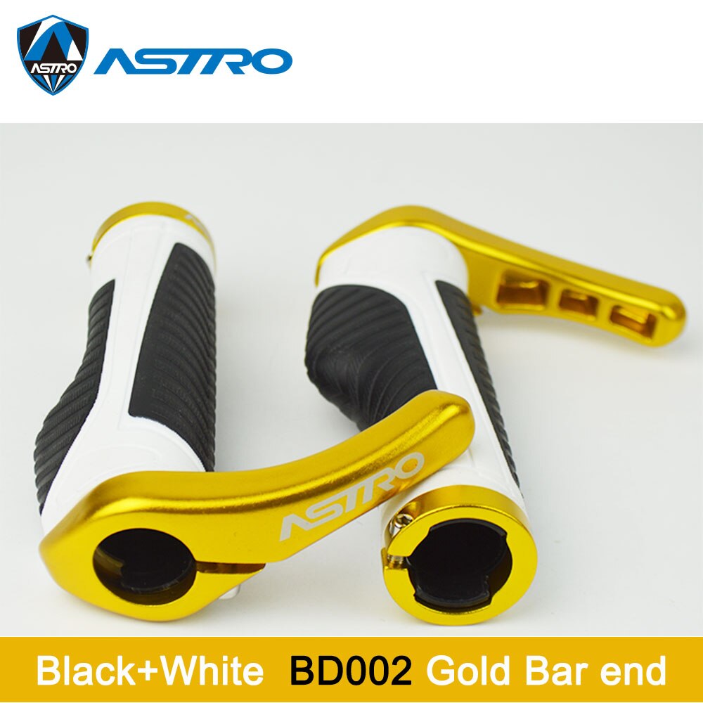 Astro fietsstuur grip fietsstuur bar end fietsen duurzaam antislip rubber mountainbike accessoires fietsonderdelen 1 paar: Wit   bd002 goud