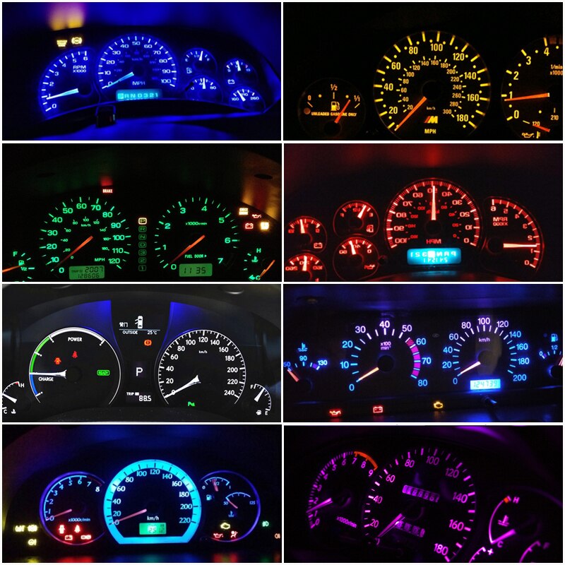 10 pces t5 led 17 37 73 74 smd 5050 auto conduziu a lâmpada do painel carro instrumento lâmpada 12 v branco azul vermelho amarelo verde roxo
