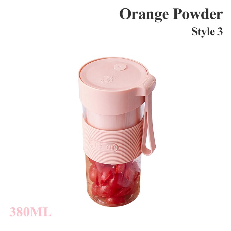 Household Juicer Portable USB Blender Traval Licuadoras Liquidificadores Batidora De Vaso Extractor Estractor De Jugos De Fruta: Pink 380ml