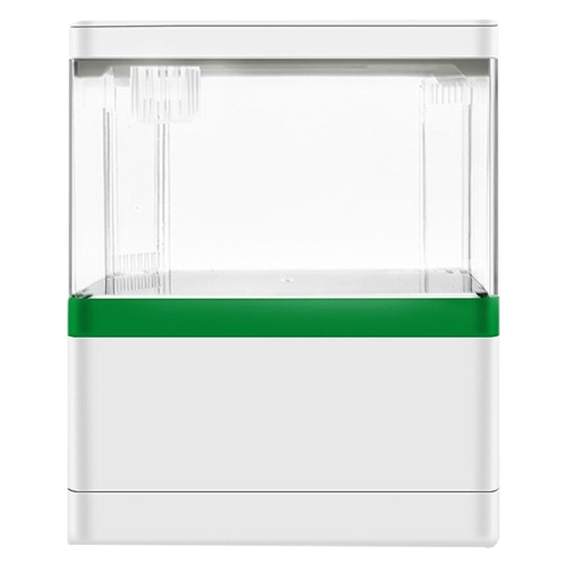 Kit de acuario LED acrílico, minitanque de escritorio de 1.5L con filtración e iluminación LED, soporte oculto para teléfono, carga USB