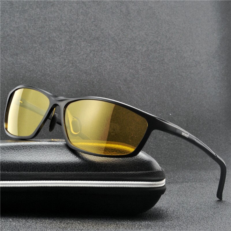 Gafas de sol de aluminio y magnesio para hombre, lentes de sol polarizadas de visión nocturna para conducción, gafas de sol para pescar, sin montura UV400, FML,: black Night