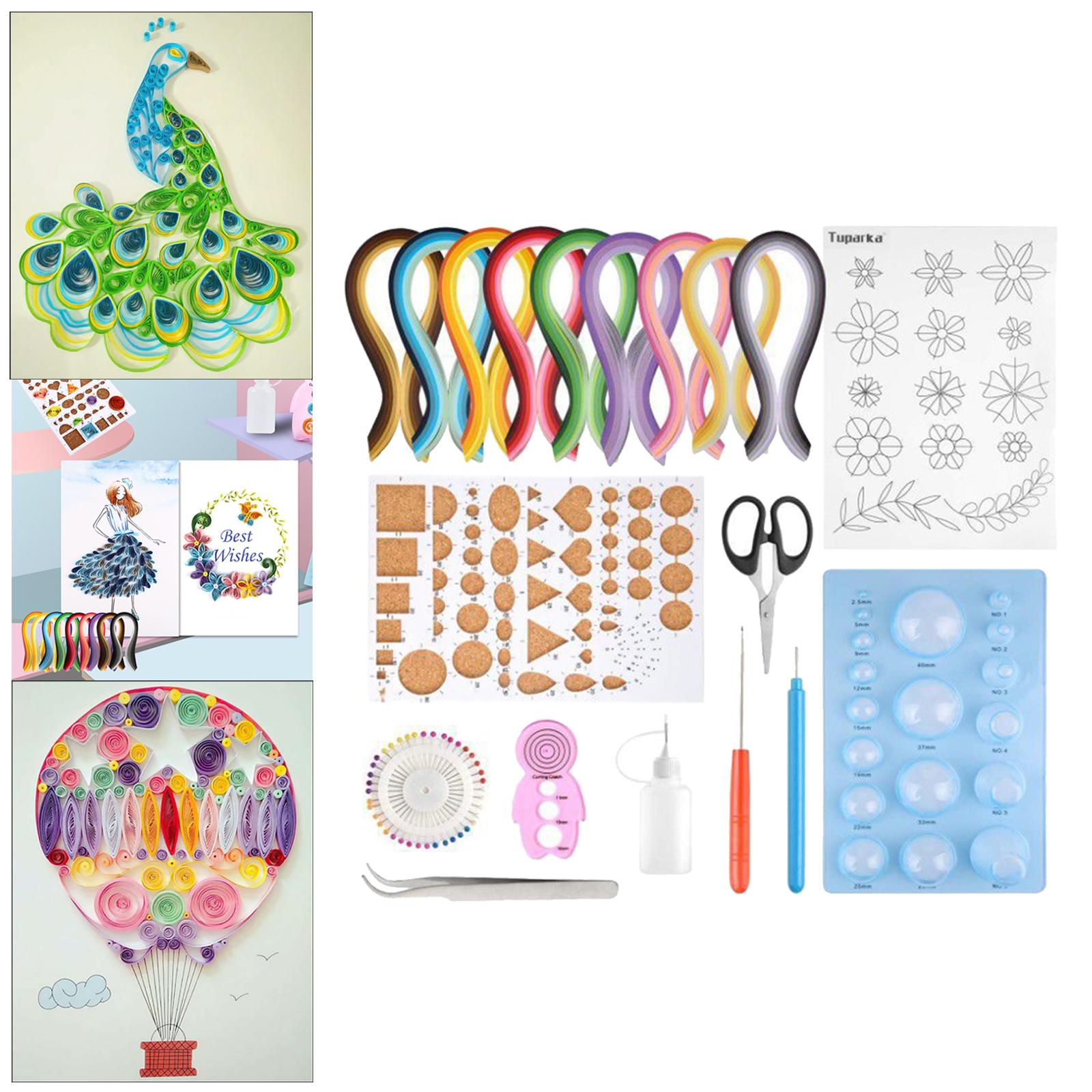 Pappersremsor quillingverktygssats 10 verktyg 900 färgglada remsor för scrapbooking dekor jul nybörjare gör-det-själv-pyssel hantverk
