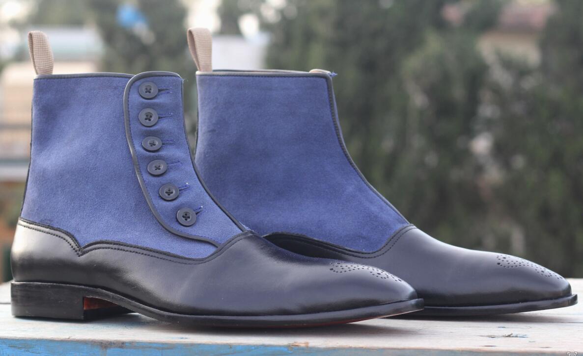 Mænd pu læder knap støvler mandlige afslappet klassisk trendy lav hæl chelsea støvler zapatos de hombre  tv561: 41
