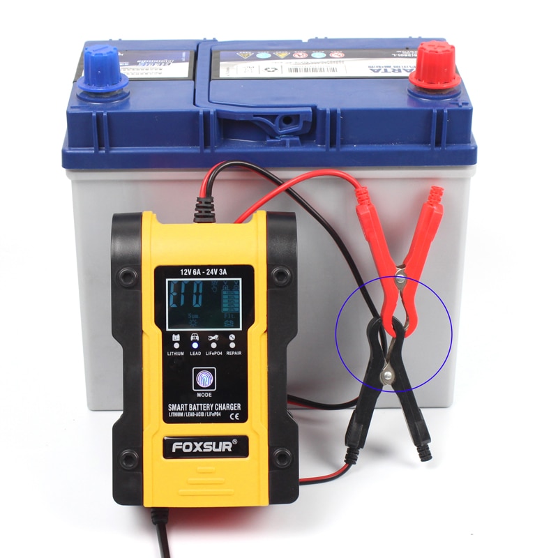 12V 24V 6A 7-stage Car Automatic Smart Battery Charger GEL WET AGM 12.6V Lithium LiFePO4 LiPo Battery Charger