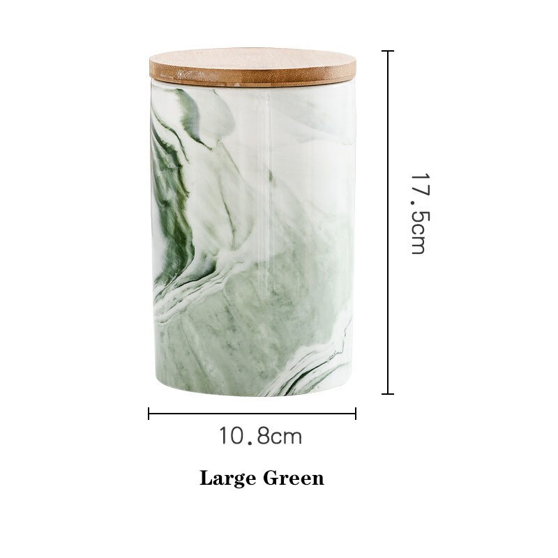 Ceramic Fresh-keeping Sealed Jar Bean Sugar Tea Coffee Storage Container Household Food Storage Box Kitchen Organization Tools: 10.8 x 17.5cm Green