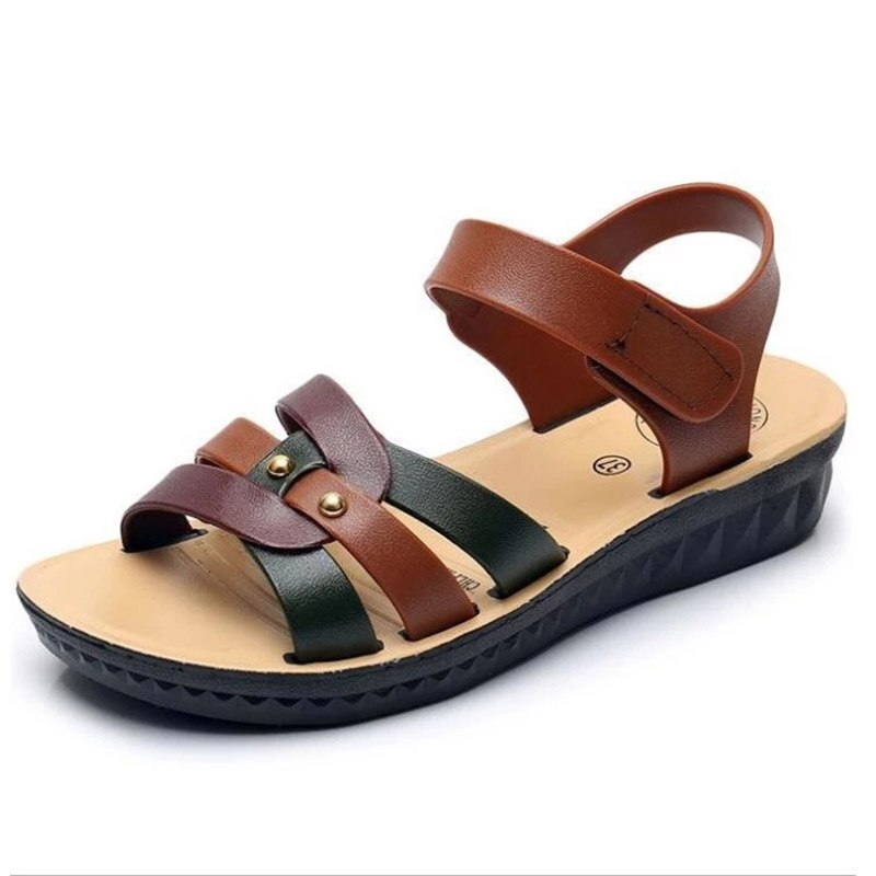 MVVJKE sandali dimensione36-41donne proprietà piattaforma femminile scarpe in pelle Mujer appartamenti sbirciare dito del piede colori misti fondo morbido sandali da spiaggia: Arancione / 5