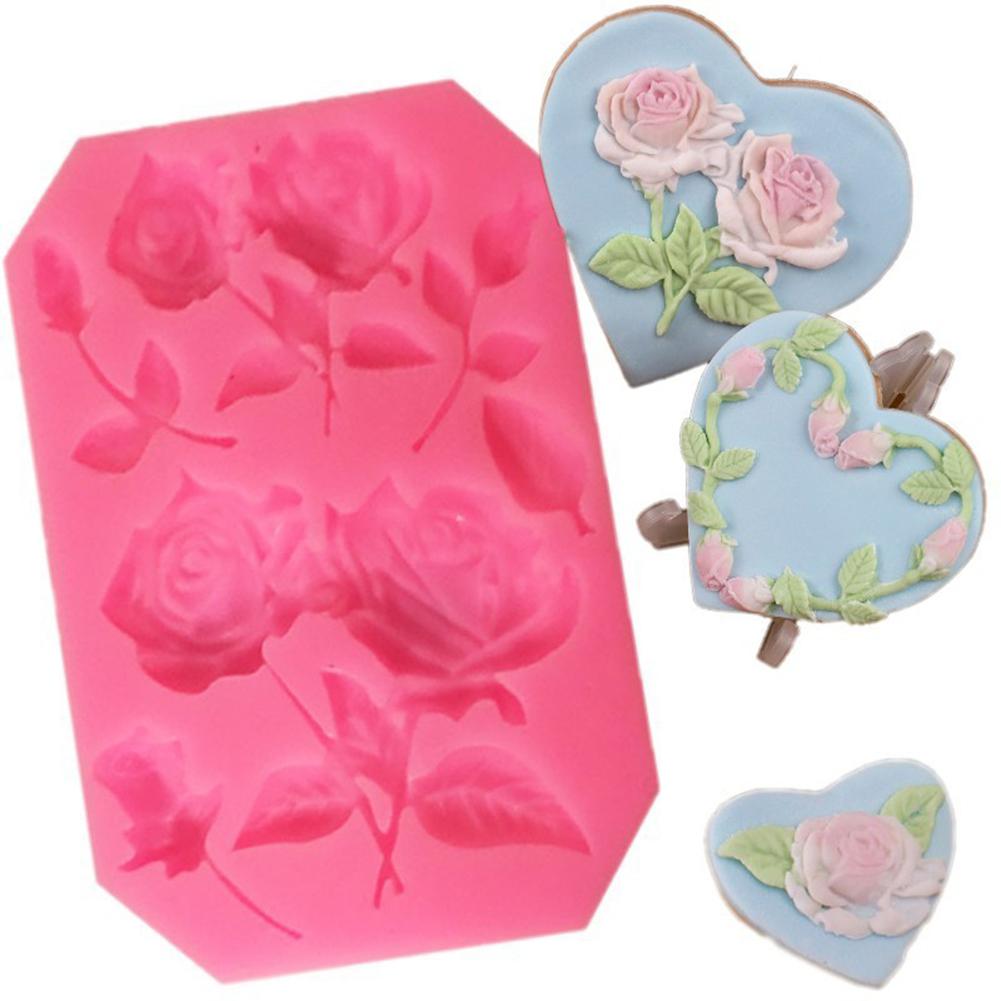 Dishykooker Rose Vorm Siliconen Mal Voor Chocolade Fondant Cake Decorating Tool: Pink