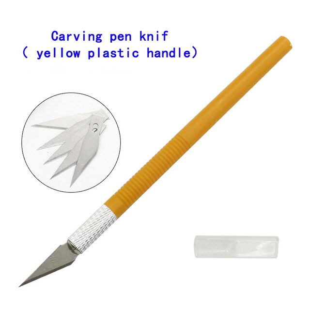 1 Set Handle Scalpel Blade Knife Woodworking Tool Paper Cutter Craft Pen Engraving Cutting Supplies DIY Stationery Utility Knife: Plastic Orange