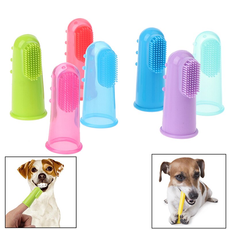 Cepillo de dientes de silicona Natural para mascotas, productos de cuidado de limpieza Dental suave para gatos y perros, juguetes suministros para mascotas de limpieza antimordida