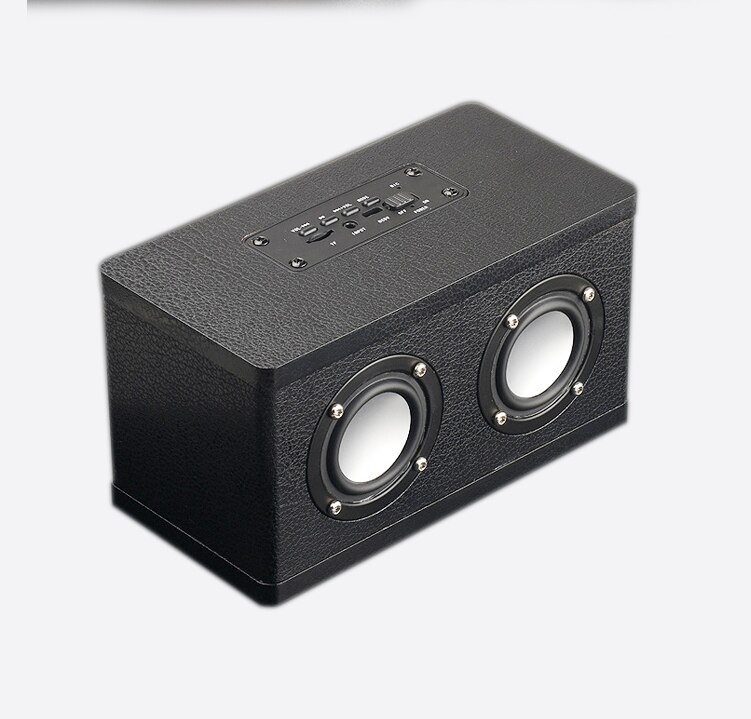 Holz und leder Bluetooth lautsprecher Stereo hyper Bass hohe Treue HiFi wirkung volle frequenz doppel lautsprecher drahtlose musik spielen: Leder