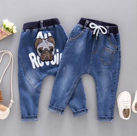 Lente En Herfst Mode Jeans Kinderen Harembroek Leuke Print 2-7 Jaar Oude Kinderen